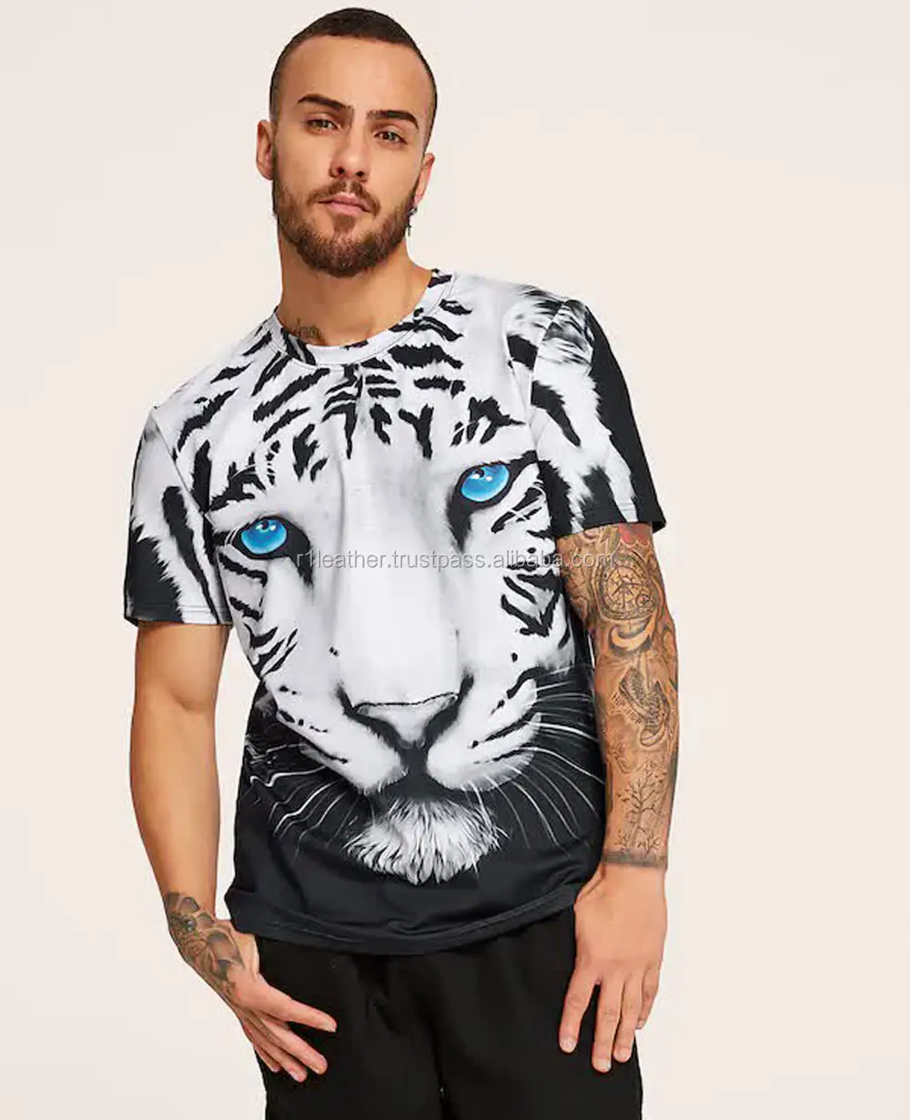 Hip Hop T-shirt Men Cute 3D Tiger Printed T Shirt Short Sleeve Tee Shirts Round Neck Sliming Fitness T Shirts Custom T-shirts