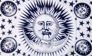 Hermosa decoración para el hogar, póster de algodón para colgar en la pared, tapiz, sol, Luna, cara, estrella, puerta, decoración, consignadores indios, tejido Aubusson - Product Image 5