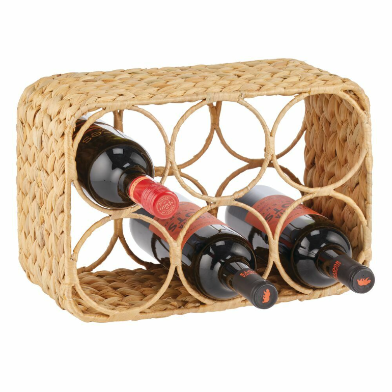 ワインのディスプレイボトル 50cm エレガントな天然ウォーターヒヤシンス製ワイングラスボトルラック