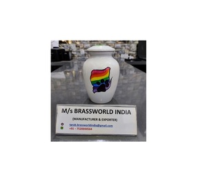 Urna de pata de Mascota de aluminio de estilo americano pintada a mano en colores del arco iris para suministros funerarios de cremación de mascotas adultas - Product Image 1