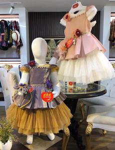 Robe de mariée pour filles, mignon, à col rond, en coton, sans manches, dessins, pour fête, redingote, bleu ciel - Product Image 2