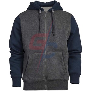 Sweat à capuche zippé-Sweat-shirt à capuche zippé en molleton bicolore épais en coton mélangé pour hommes - Product Image 5