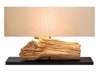 Lampe de table moderne en bois flotté avec fonction extensible, en bois massif, 2 tiroirs, pour maison, villa, hôtel ou salle à manger/salon