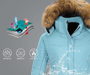 Chaqueta de esquí impermeable para mujer, abrigo de nieve con capucha, Parka de invierno para snowboard - Product Image 6