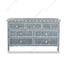 Armoire de salon à 7 tiroirs avec incrustation d'os, meubles d'incrustation d'os, de style indien, de qualité artisanale - Product Image 1