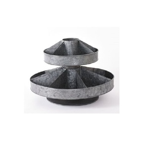 2 Tier Galvanized Tool Caddy Round Shape Stylish Design Perfect for Home Kitchenware <b>Storage</b> Daily Use Sturdy Round Base - Product Image 1