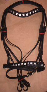 VOULEZ VENDRE une bride en cuir de cristal COULEUR BLEU BLANC EN DOLLAR 8 TAILLE pleine cob Shetland - Product Image 3