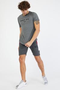 ชุดวอร์มกีฬาทรงสลิมฟิตสำหรับผู้ชาย,ชุดวิ่งออกกำลังกายคอกลมพิมพ์ลายลำลองสีดำแบบด้านเดียว - Product Image 2