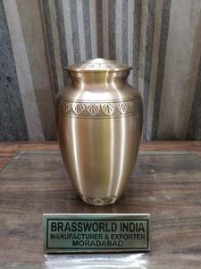<b>LARGE</b> SIZE BRASS Cremation <b>Urn</b> / Funeral <b>Urn</b> American Style Adult Funeral Supplies by Brassworld India - Product Image 2