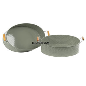 Bandeja de servicio galvanizada Color verde Diferentes formas Plato de servicio elegante Acabado martillado Plato de servicio galvanizado al por mayor - Product Image 1
