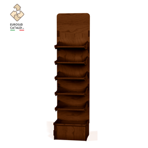 Espositore alto con lati sottili e ripiani galleggianti. Legno di betulla al sistema di interblocco e completamente personalizzabile con logo - Product Image 4