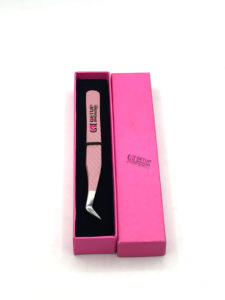 Pince à épiler d'extension de cils en acier inoxydable de haute qualité Revêtement en poudre d'instruments de beauté rose clair meilleur design russe - Product Image 3