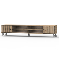 Mueble de TV Contemporáneo de Lujo y Alta Calidad con Almacenamiento, Diseño Moderno con Puertas, Tablero de Aglomerado/Partículas, Mueble para Sala de Estar