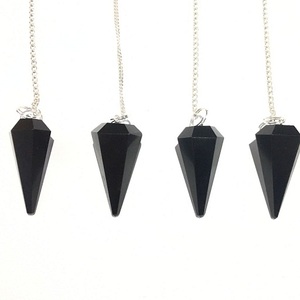 Péndulos curativos de 6 caras de obsidiana negra Piedra preciosa pulida del mayorista de cristal Comprar péndulos de obsidiana - Product Image 4