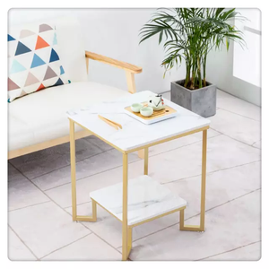 Mesa de centro decorativa de Metal con diseño de hojas, espejo superior - Product Image 2