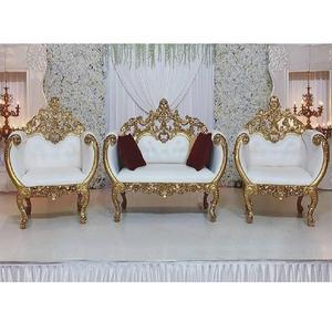 De lujo de oro blanco Maharaja sofá diseñador pesado conjunto sofás tallados para la boda de lujo sofá - Product Image 1