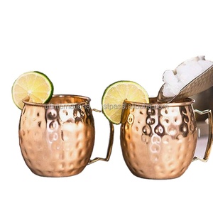 แก้วมักมอสโกมิวล์ทำจากทองแดง,พร้อมด้ามจับทองแดงตอกด้วยวัสดุขัดเงา2ชิ้นสำหรับใช้ในบ้าน - Product Image 2