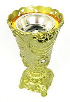 Quemador de incienso árabe hecho a mano en metal con acabado antiguo dorado, perfecto para uso doméstico en la mesa de Oud y Bakhoor