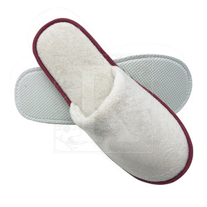 Pantoufles d'hôtel personnalisées en coton blanc Pantoufles de salle de bain jetables Eva de styles multiples pour les touristes avec semelle intérieure en caoutchouc - Product Image 4