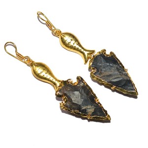Pendientes con puntas de flecha de pescado, amatista, pescado - Product Image 1