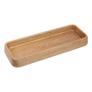 Plateau de service en bois de couleur bois de manguier naturel Fabricant indien Qualité supérieure Bas quantité minimale de commande pour les vendeurs en ligne et les grossistes - Product Image 1