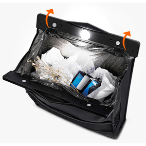 Amazon leather car trash bin folding Car Rubbish Bag with LED waterproof Car Interior Garbage Can