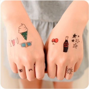 Face Arm Leg Hand Foot Back Neck Dull Black Decorations Cherry Ice Cream Tattoo Sticker For Men Women Temporary