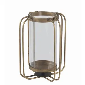Lanterna de vidro hurricane de ouro de cobre, ótima para decoração e casamento