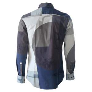 เสื้อเชิ้ตแขนยาวทรงสลิมฟิตของผู้ชาย,เสื้อเชิ้ตทางการพิมพ์ลายลำลองแนวธุรกิจ - Product Image 2