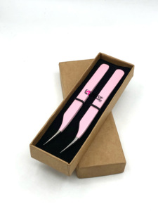 Professionnel Meilleur Isolation Rose Poudre Revêtement Logo Personnalisé En Acier Inoxydable Extension De Cils Pince À Épiler Instruments De Beauté - Product Image 4