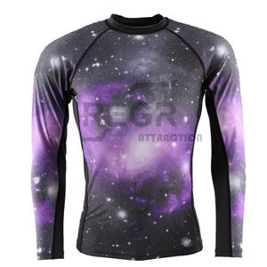 Chemise de Sport de protection contre les éruptions cutanées, tissu Bjj personnalisé, Design gratuit, manches longues, Polyester uni, vente en gros, Sublimation, OEM, Gsm - Product Image 1