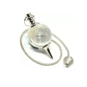 Latest Quality <b>Clear</b> Quartz Crystal Ball Shaped Dowser Pendulum for Reiki Healing From India - Product Image 5