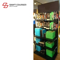 Étagère à chaussures murale simple face en métal avec panneau perforé, finition poudrée personnalisée, emballage plat, pour présentation en magasin de détail SWIFT