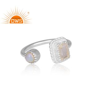 Ethiopian <b>Opal</b> Gemstone Openable <b>Ring</b> 925 Sterling <b>Silver</b> Bezel Setting Trendy Jewelry - Product Image 2