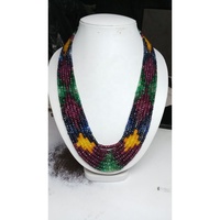 Collier de perles rondes facettées en saphir naturel multicolores teintes de qualité AB M.Y.GEMS, 3 mm, 4,5 mm, 7 brins, pour la fabrication de bijoux