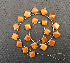 Cuentas de cuarzo rutilo de buena calidad, piedras preciosas naturales de forma cuadrada, Briolette suave, venta al por mayor, 1 hilo - Product Image 4