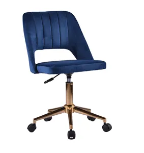 Silla de trabajo giratoria de terciopelo para el hogar y la Oficina, sillón ergonómico con patas doradas