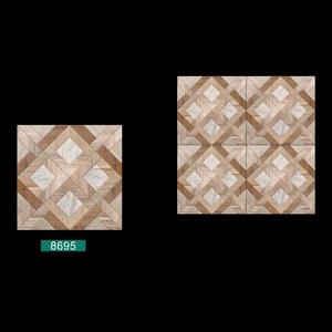 Baldosas de porcelana de superficie satinada cuadrada con diseño de tablón de color marrón y blanco 40x40cm - Product Image 2