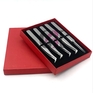 Pince à épiler en acier inoxydable avec votre propre logo personnalisé Meilleur design Argent Russe Volume Extension de cils droits Outils de beauté - Product Image 1