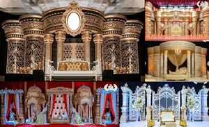 Escenario clásico de oro para bodas, decoración de escenario de boda de estilo indio Fusion, estilo clásico para Bodas de estilo srylankan - Product Image 5