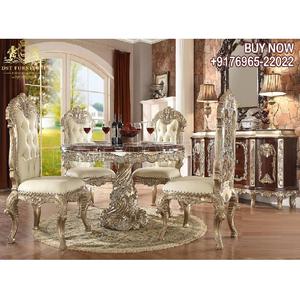 Conjunto de mesa de comedor redonda de estilo victoriano, juego de comedor clásico de madera y artesanías, de diseño clásico, redondo, de lujo, barato - Product Image 1