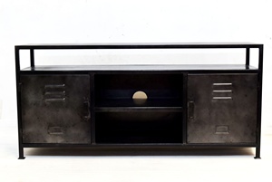 Soporte de TV convertible extensible de Metal envejecido moderno Industrial Función de gabinete de tienda para sala de estar apartamento hogar Oficina - Product Image 5