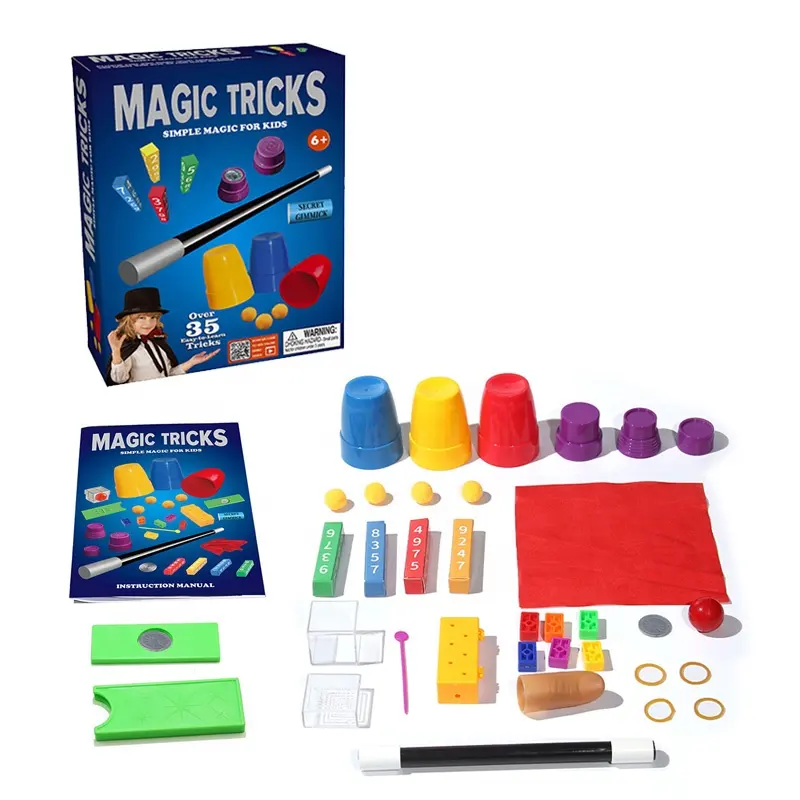 ילדים קסם ערכת לשחק כיף שולחן משחק מעל 35 קסם טריקים הוראת קסם אבזרי לשחק סט