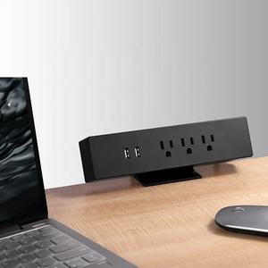 Protector Suger de aleación de aluminio negro, abrazadera de borde de escritorio empotrada, toma de corriente montada con toma de corriente 3AC US, 2 puertos de carga Usb - Product Image 6