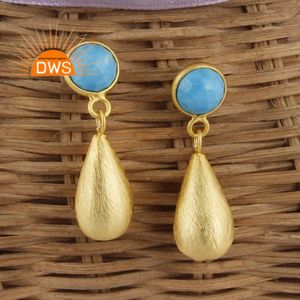Pendientes de plata de ley con gema Natural de matriz turquesa, pendientes de gota de lágrima para mujeres, fabricante de joyería - Product Image 4
