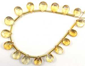 Pierre de naissance de novembre 1 brin pierre Citrine naturelle 17 pièces perles de Briolette à facettes en forme de poire - Product Image 6