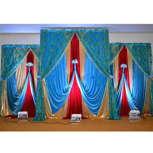 Beautiful Backdrop for Wedding Sangeet Stage Gujarati Wedding Hand Embroidered Backdrop <b>Curtains</b> Colorful Henna Party Backdrop - Product Image 1