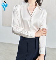 Blusa de satén de alta calidad con caída fluida, estilo seda, manga larga para mujer |   Camisa de seda brillante Charmeuse para mujer