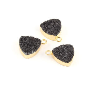 12mm trillion sucre noir druzy simple caution connecteurs or galvanoplastie connecteur breloques faisant bricolage pendentif collier bijoux - Product Image 4