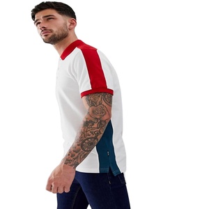 เสื้อโปโลแขนสั้นมีกระดุมสำหรับผู้ชาย,เสื้อยืดแฟชั่นทรงบล็อกสี - Product Image 1